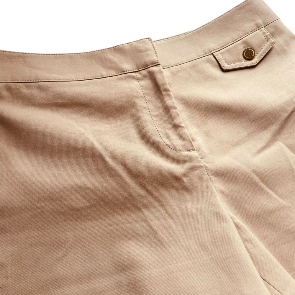 Tory Burch Khaki Flat Front Shorts - Picture 4 of 9
